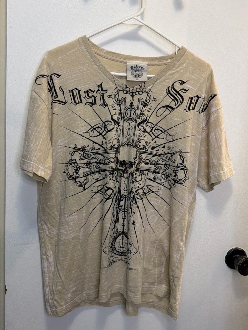 Vintage Bulzeye Men’s Lost Soul Skull Cross Graphic T Shirt Y2K Grunge XL